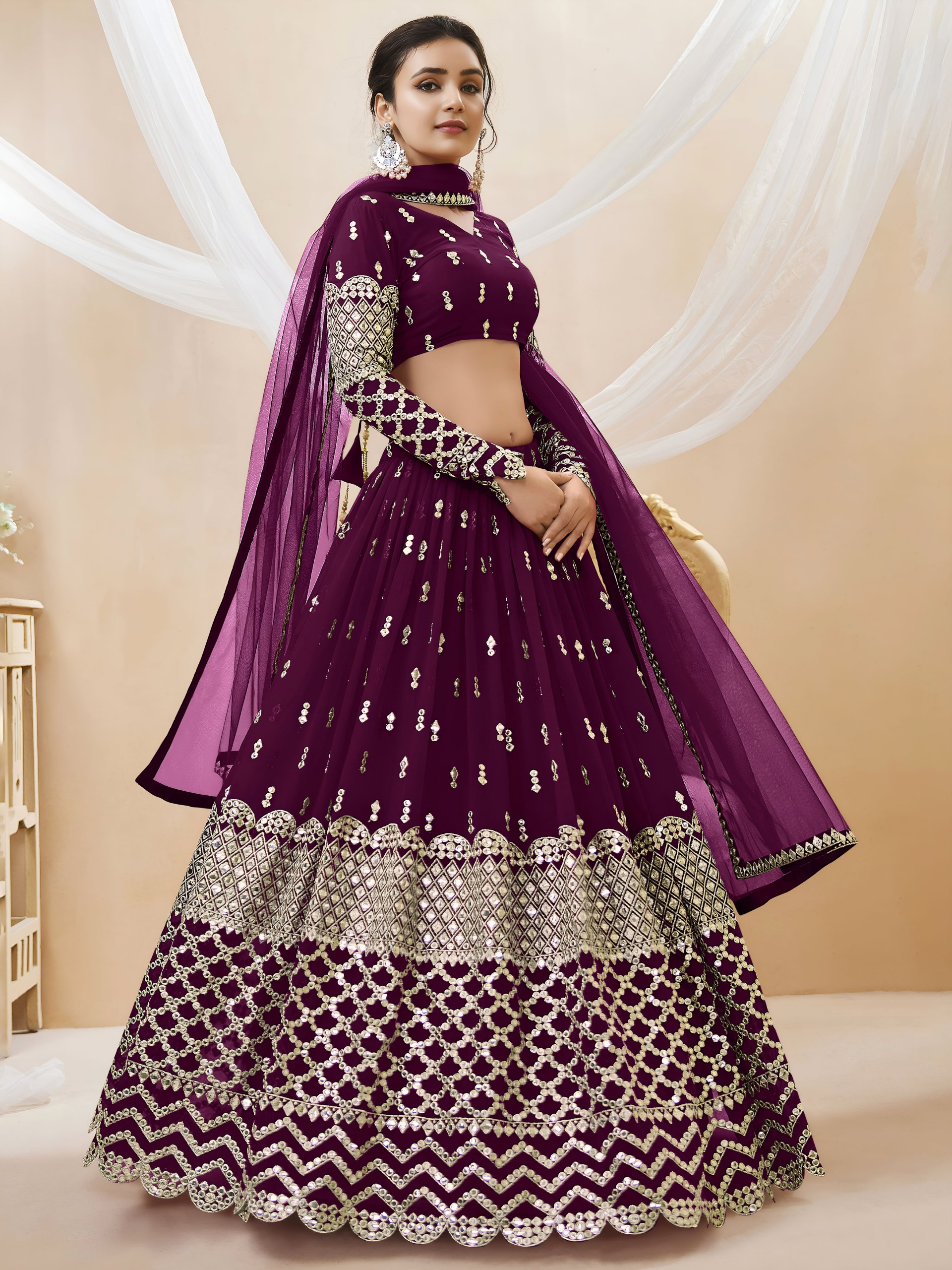 Semi Stitched Georgette Sequence Lehenga - Image 3