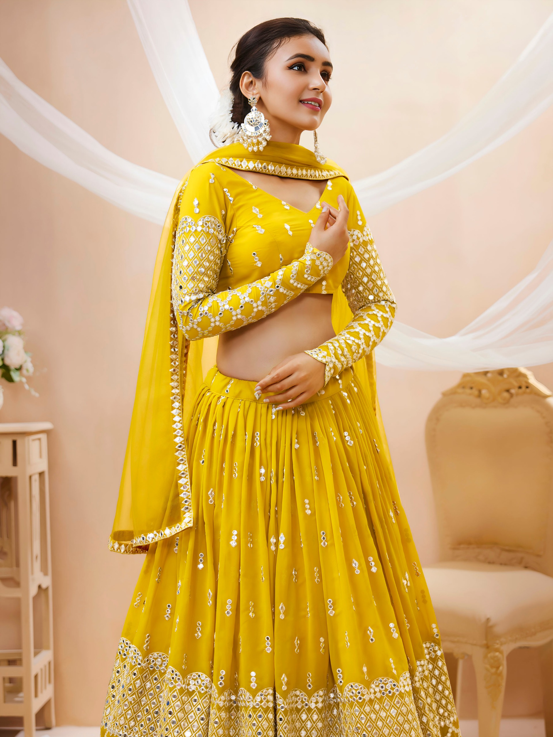 Semi Stitched Georgette Sequence Lehenga - Image 12