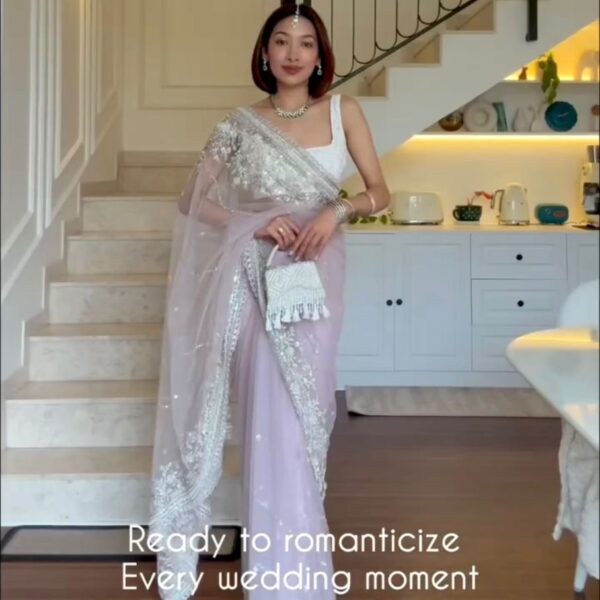 Nylon Net Sequence Saree