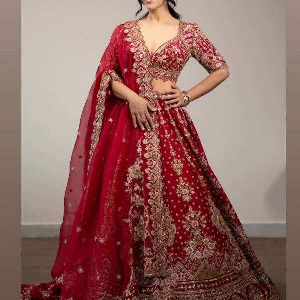 Malai Satin Lehenga Choli with Work