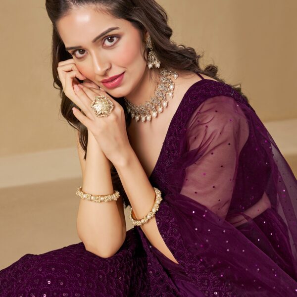 Resham wine georgette lehenga choli