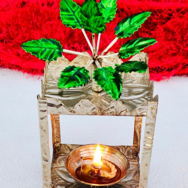 German silver Nakkashi Tulsi vrindavan with akhand tulsi deepam
