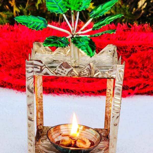 German silver Nakkashi Tulsi vrindavan with akhand tulsi deepam