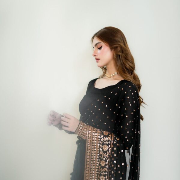 Black Heavy Soft Georgette Saree with Work