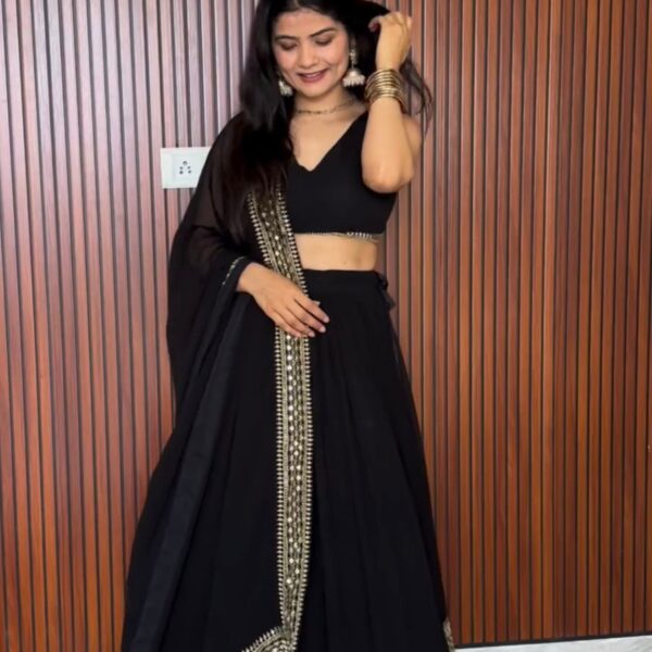Black Georgette Lehenga and Canvas Work