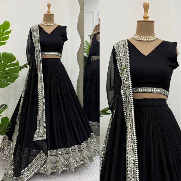 Black Georgette Lehenga and Canvas Work