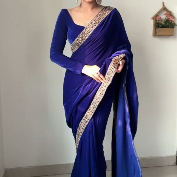 Premium Velvet With Heavy Work Lace Saree