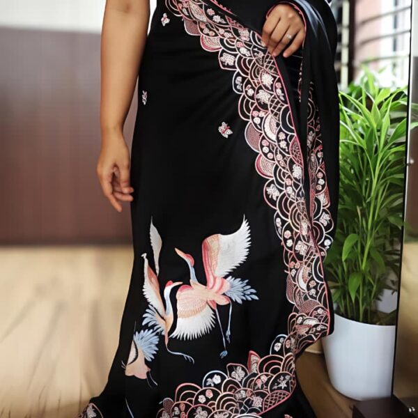 Black Heavy handloom tussar silk saree