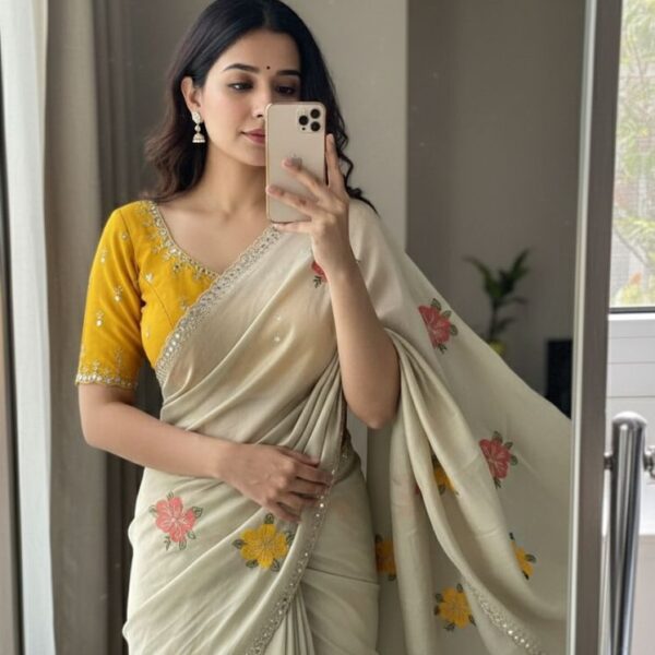 Soft Rangoli silk with embroidery work saree