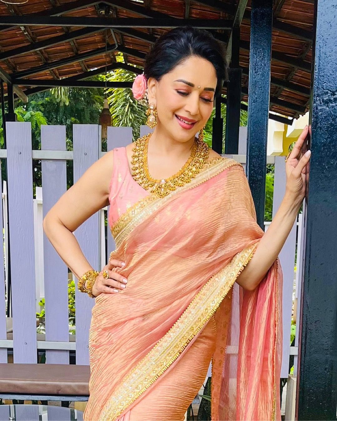 Hema Malini Banarsi crush twill Saree - Image 2