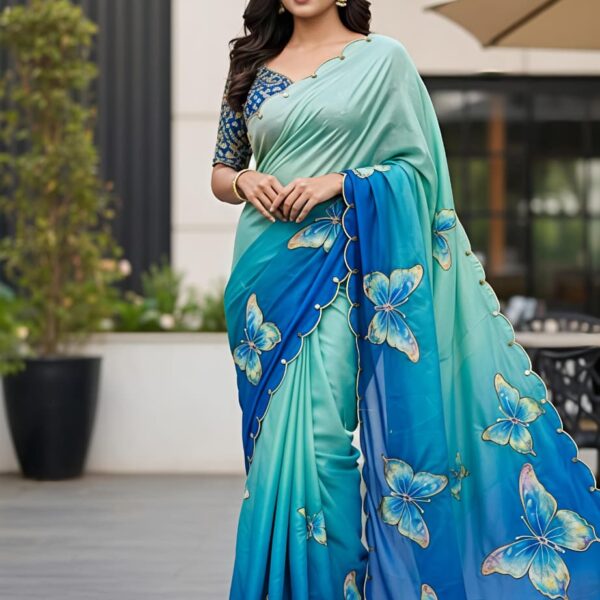 Blue Rasmalai Saree