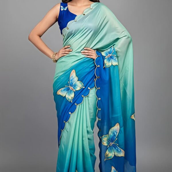 Blue Rasmalai Saree