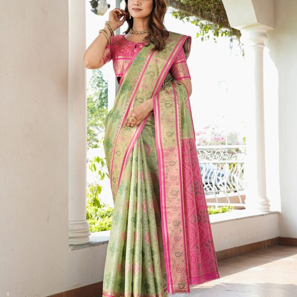 Premium Organza Silk Sarees with Ikkat