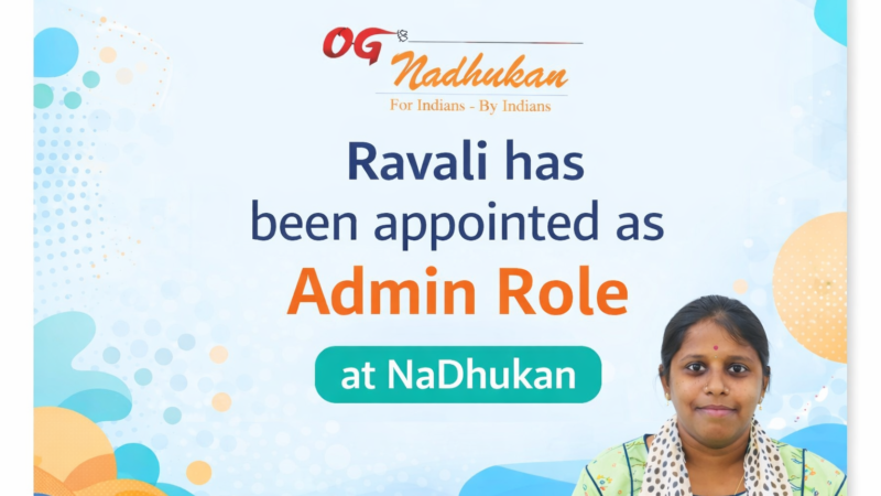 Ravali Appointed as Admin at NaDhukan