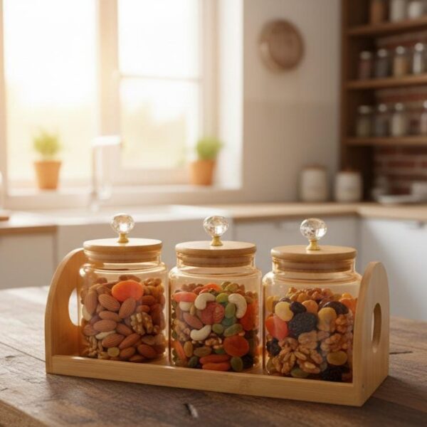 3 pc Borosilicate glass serving set