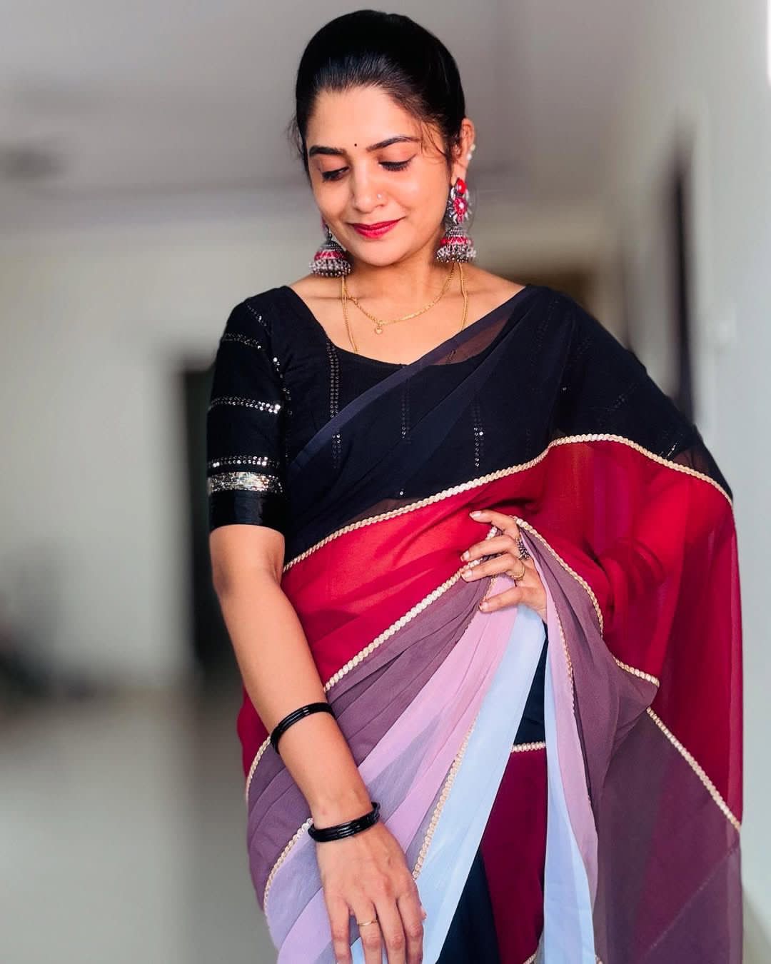 Smooth Georgette Saree with digital print