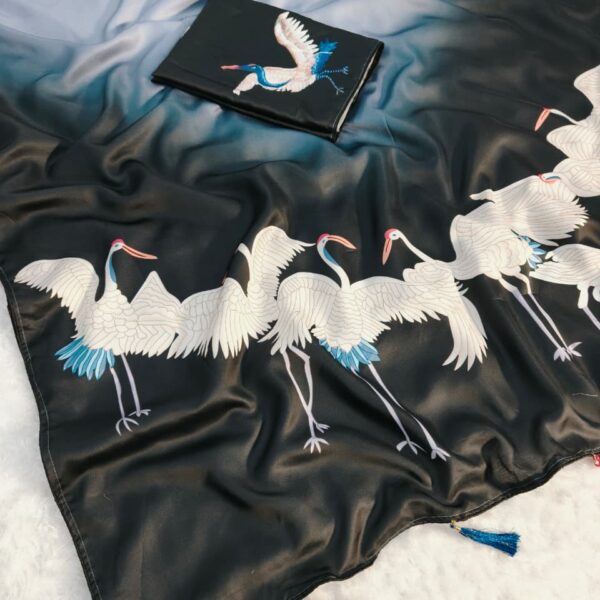 Crepe silk saree with swan multiwork