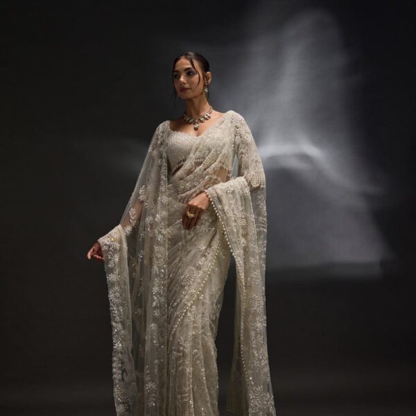 Heavy 5mm multy Sequins Embroidery work Saree