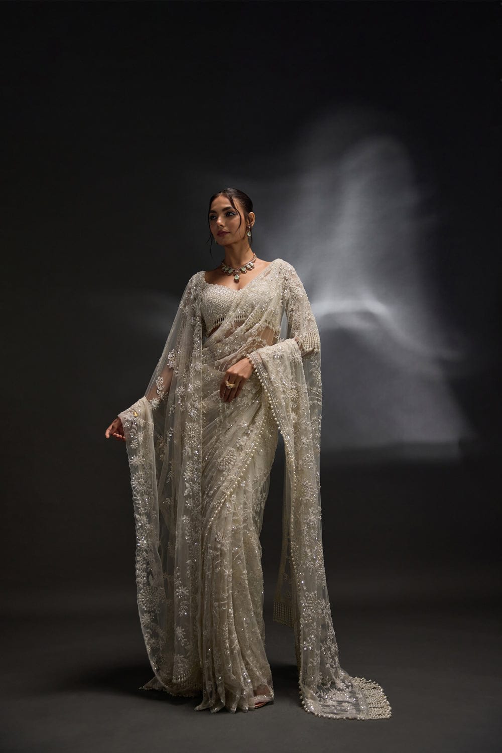 Heavy 5mm multy Sequins Embroidery work Saree - Image 2