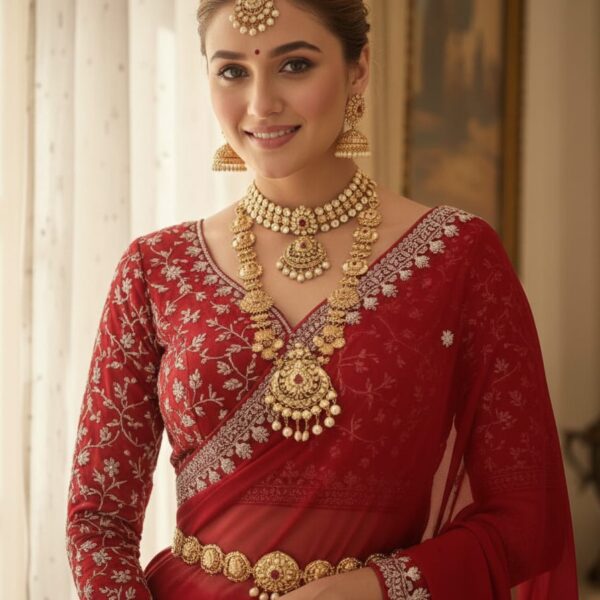 Red Soft and Elegant Georgette Saree