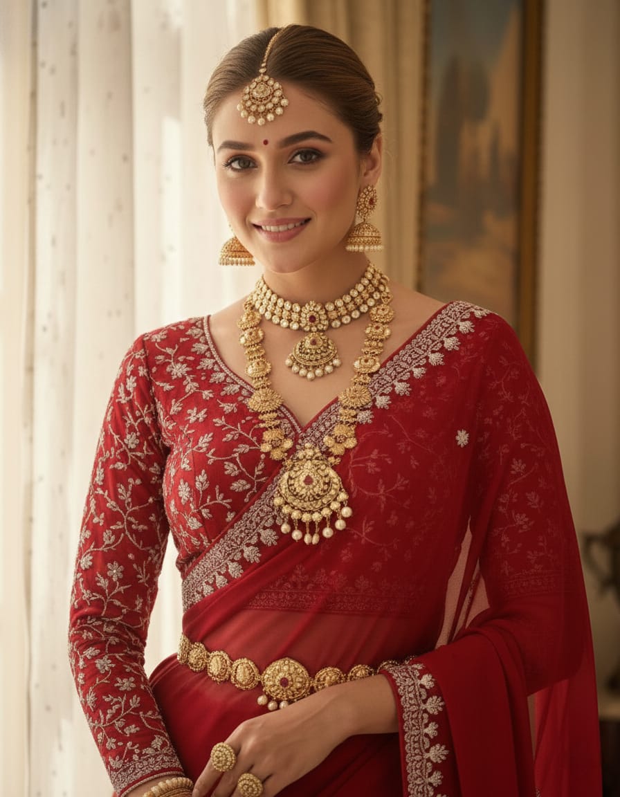 Red Soft and Elegant Georgette Saree