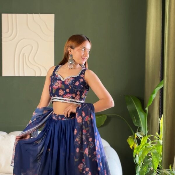 Premium Soft Fox Georgette digital printed lehenga