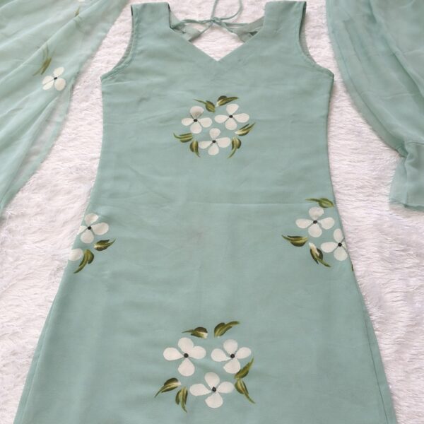 Pure Georgette Hand painted straight-cut kurti