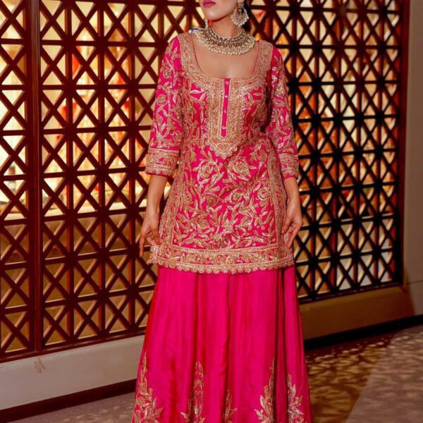 Heavy Chinon Silk Kurti Set with Work