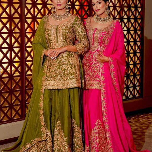 Heavy Chinon Silk Kurti Set with Work