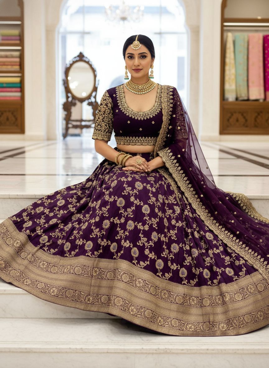 Heavy miragi silk rapier Jaccard Lehenga - Image 3
