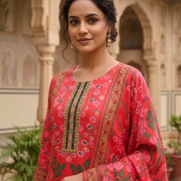 Premium Muslin Kurti Pant Dupatta Set