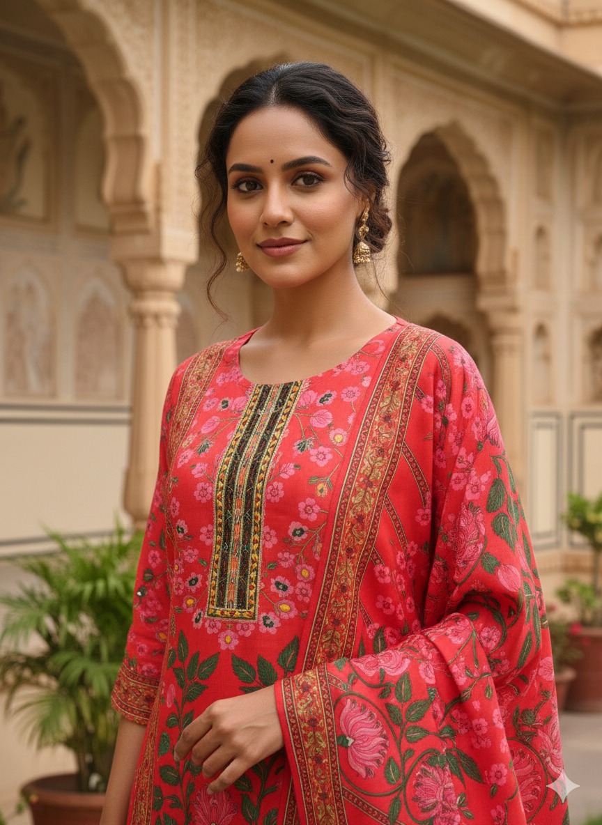 Premium Muslin Kurti Pant Dupatta Set