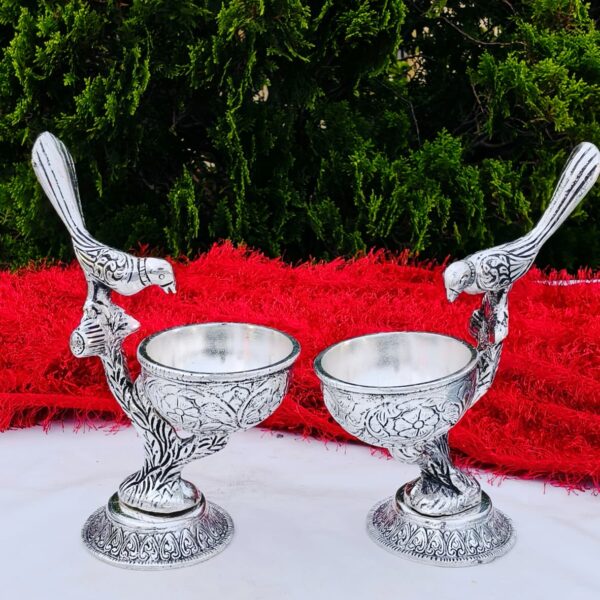 German silver single parrot round  bowl