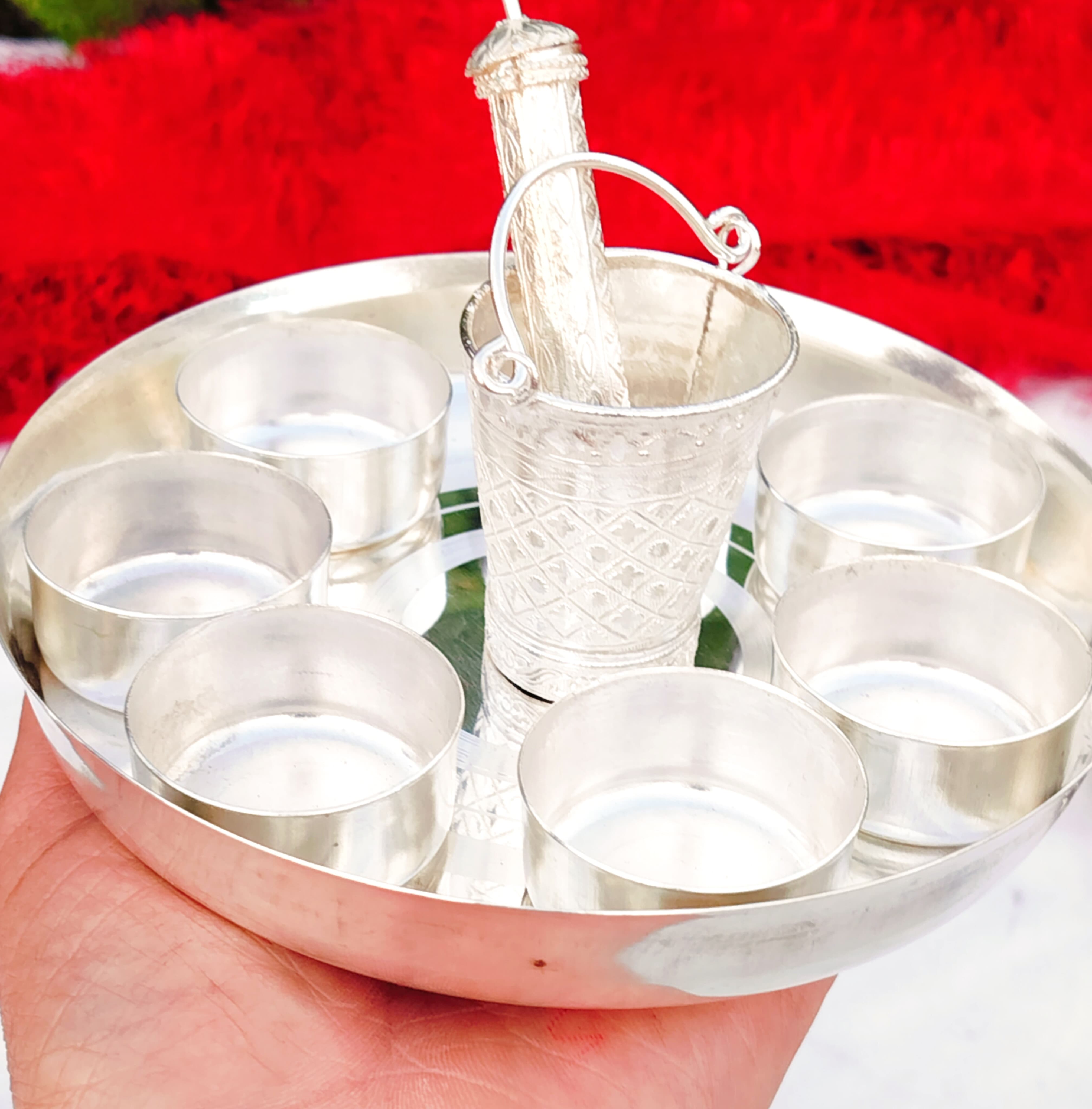 German silver Holi combo with 7 bowls