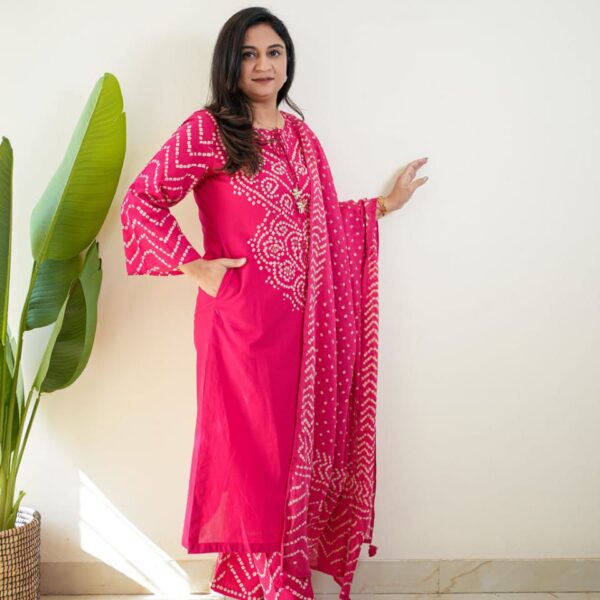 Bandhani Discharge Printed suit set