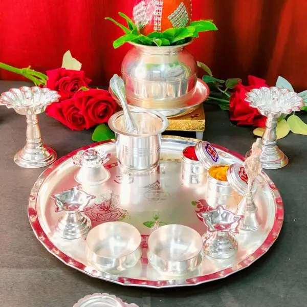 German silver pooja set