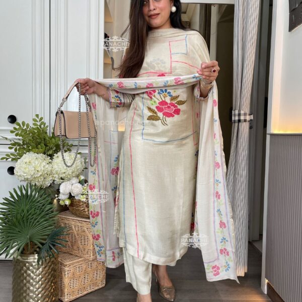 Muslin Cotton Printed Kurti 3 Piece Set Slit