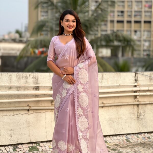 Pure Oris Silk sarees with lotus embroidered buttis