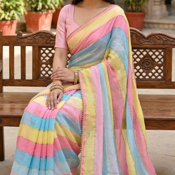 Heavy Soft Tabby Organza Saree with Multi Prints