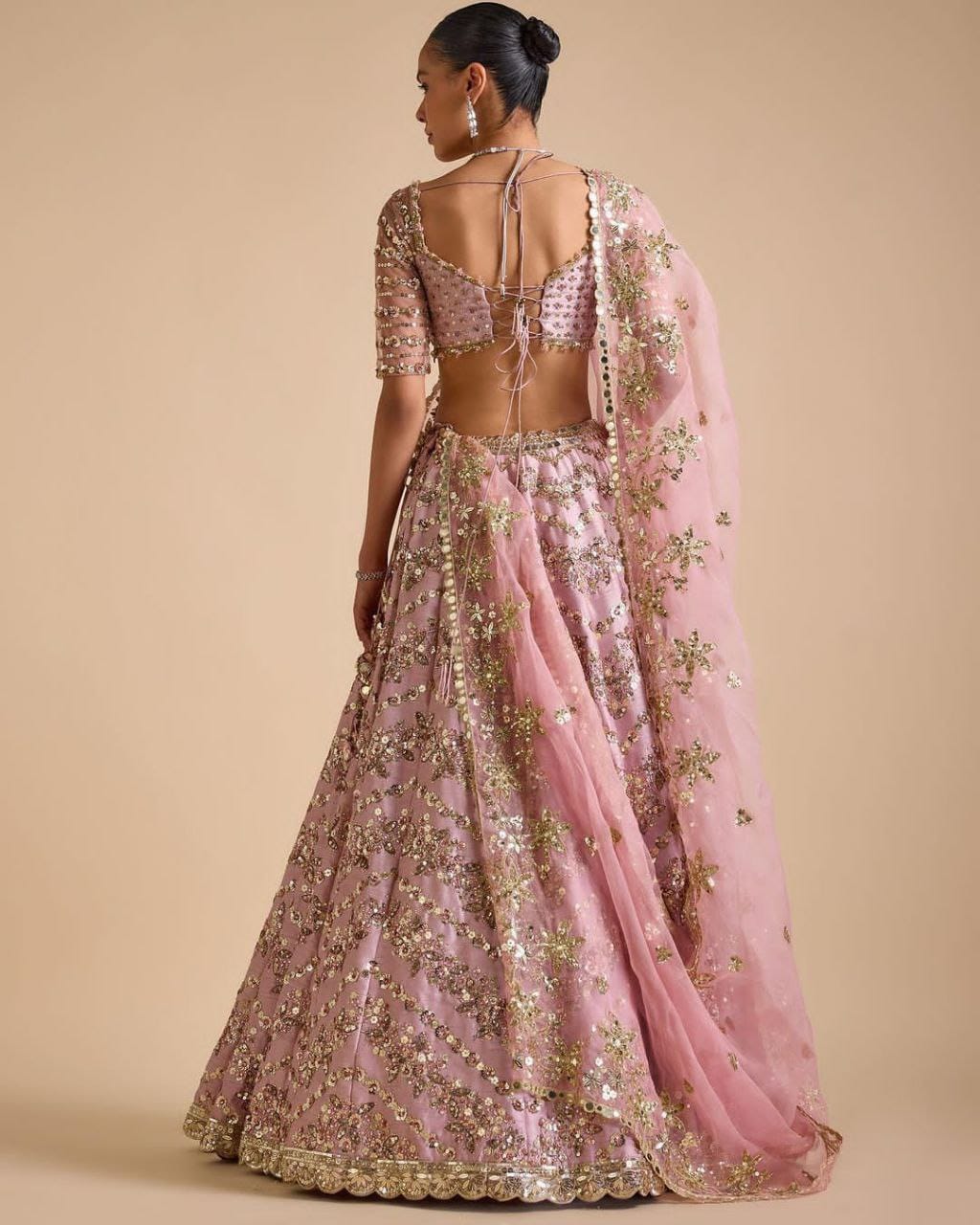 Pink Premium Chinon Silk Heavy lehenga Choli - Image 2