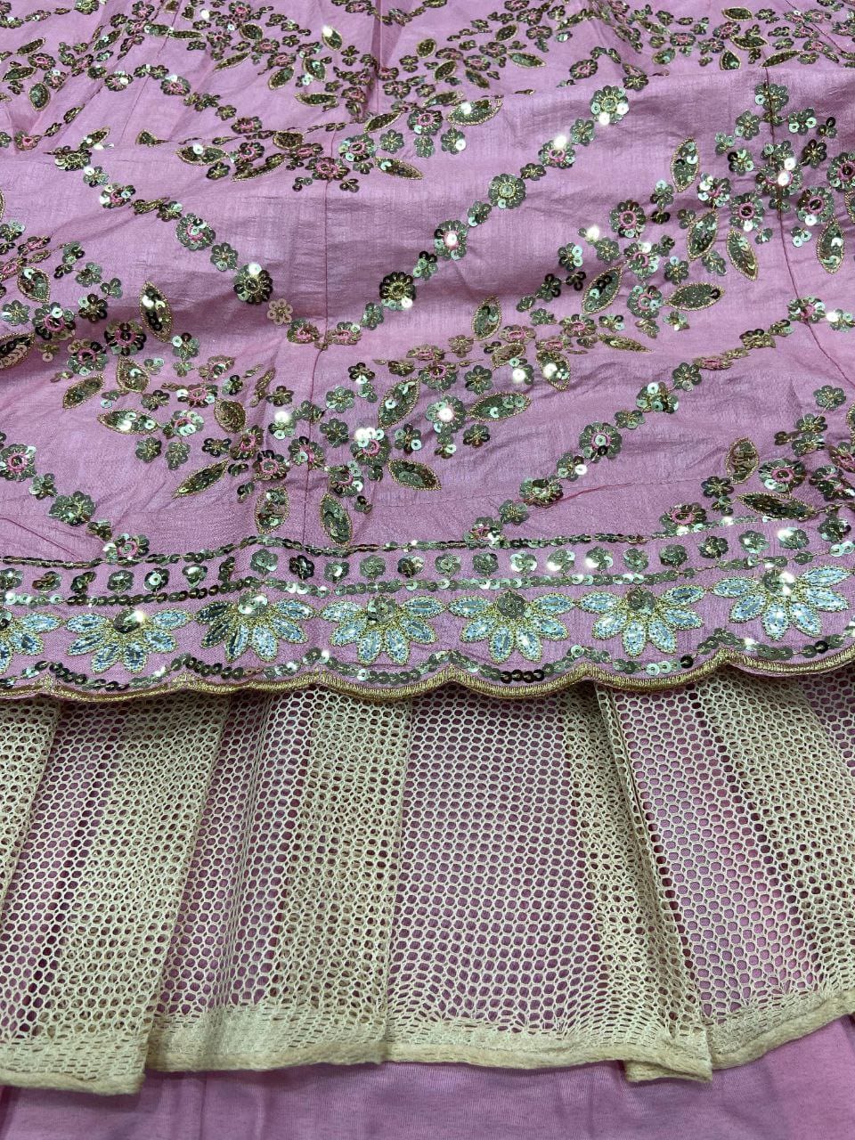 Pink Premium Chinon Silk Heavy lehenga Choli - Image 3