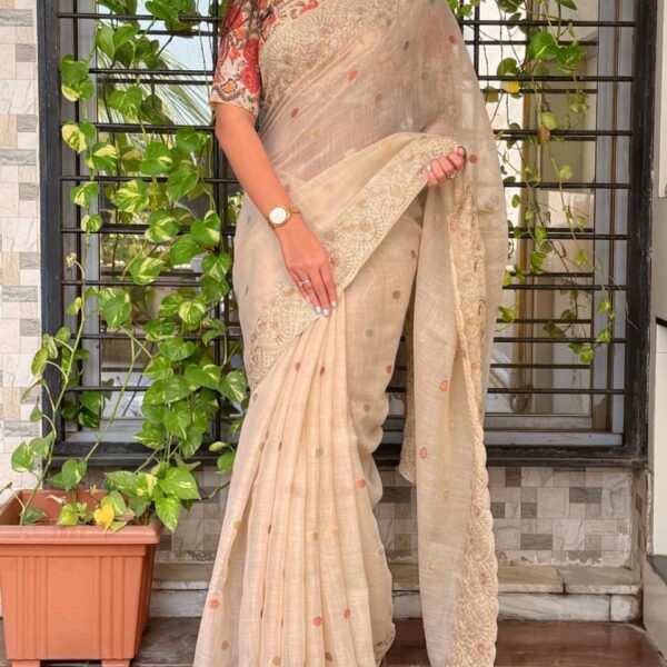 Soft Linen Saree with Digital print