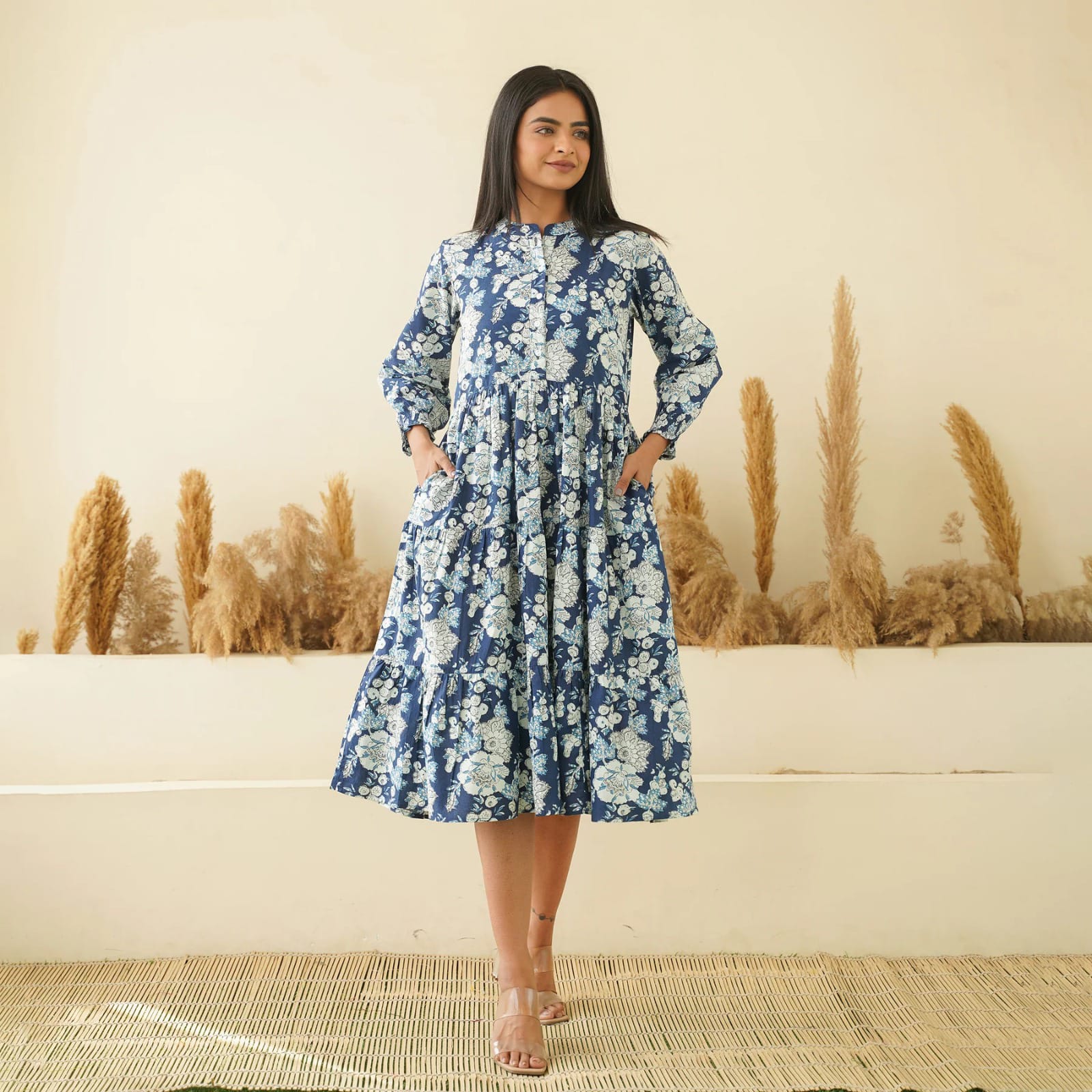 Floral Breeze 3-Tiered Cotton Midi Dress - Image 2