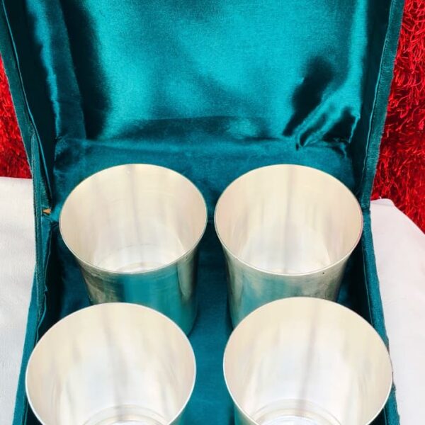Pure silver finish German silver 4 Glass set