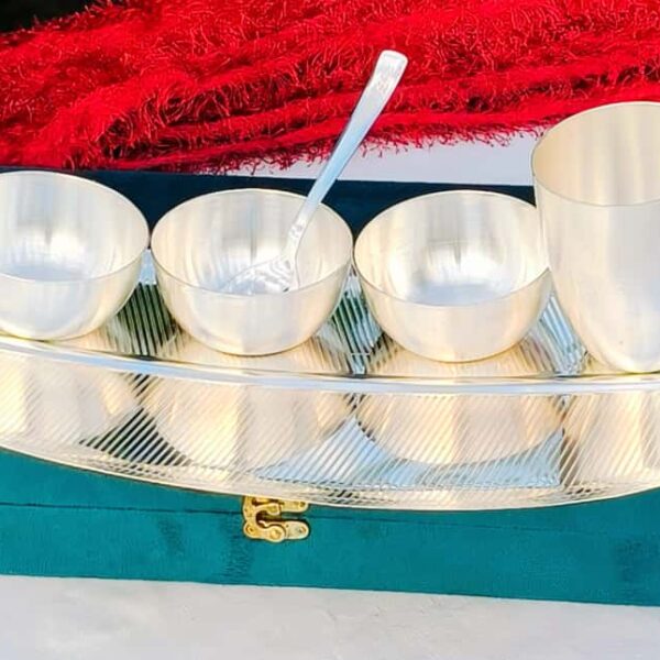 German silver big size banana leaf design Dinner set