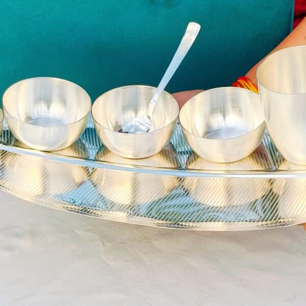 German silver big size banana leaf design Dinner set