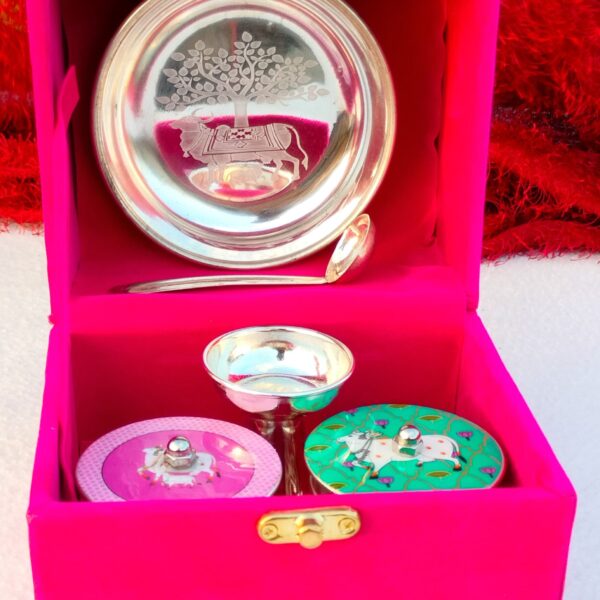 German silver diya batti set