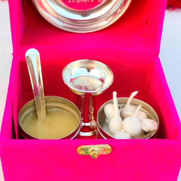 German silver diya batti set