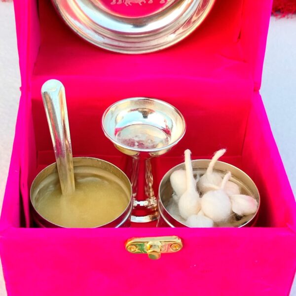 German silver diya batti set