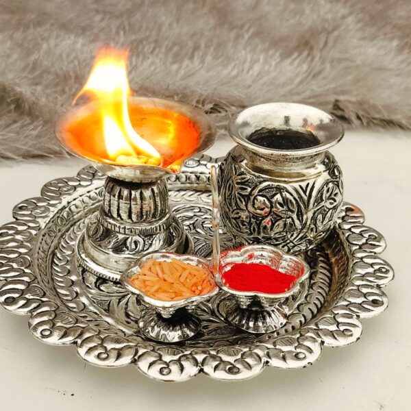Antique German silver Pooja set
